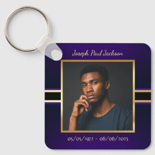 Purple Gold Photo Memorial Keychain