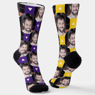 Purple Gold Photo of Boyfriend for Girlfriend Fun Socks