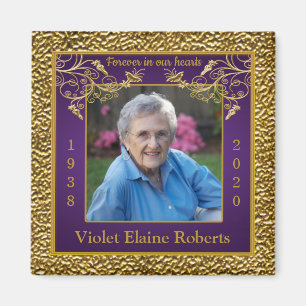 Purple, Gold Photo Template Memorial Magnet