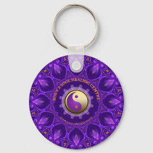 Purple Gold Pink Energy Healing Mandala Keychain