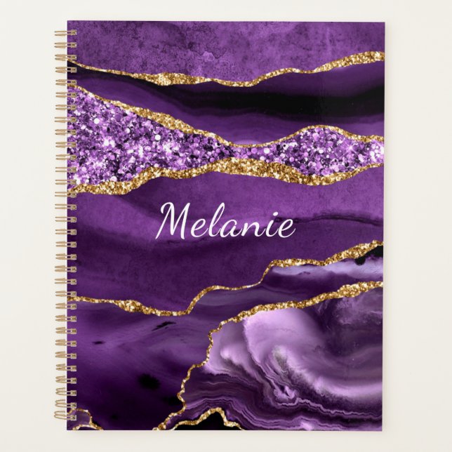 Purple Gold Planner with Custom Name (Front)