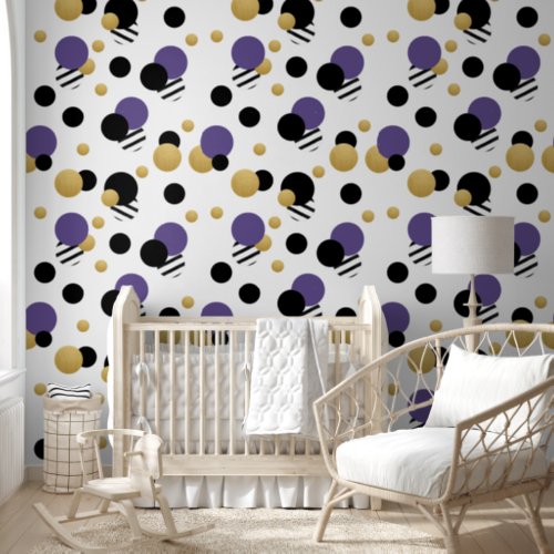 Purple Gold Polka Dot Wallpaper