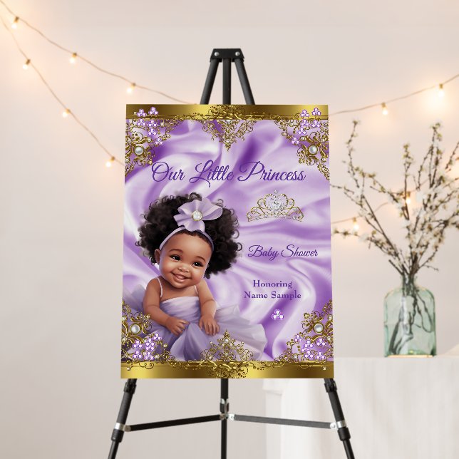 Purple Gold Princess Baby Shower Ethnic Girl Foam Board (In Situ (Stand))