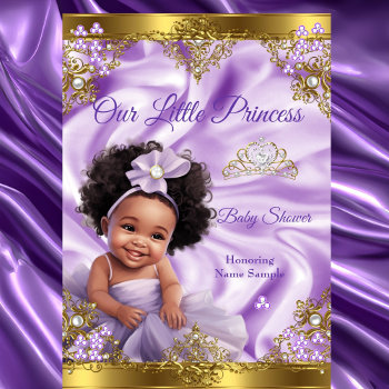 Purple Gold Princess Baby Shower Ethnic Girl Invitation by VintageBabyShop at Zazzle