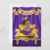 Purple Gold Princess Baby Shower Invitations (Front)