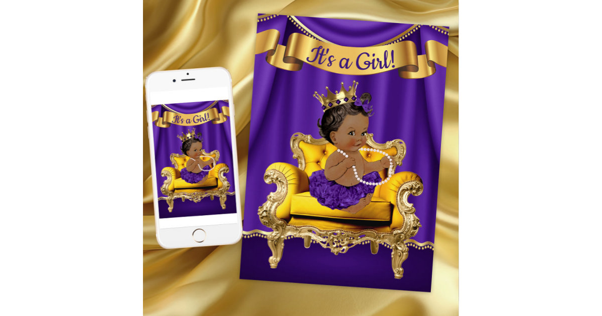Purple Gold Princess Baby Shower Invitations | Zazzle