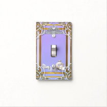 Purple Gold Princess Crown & Carriage Fairy Tale Light Switch Cover