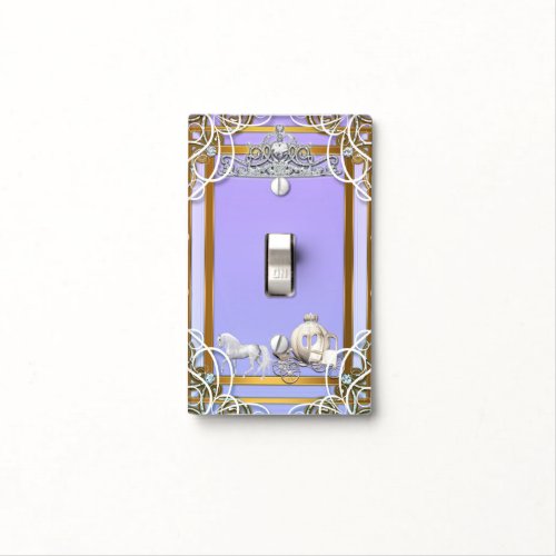 Purple Gold Princess Crown  Carriage Fairy Tale Light Switch Cover