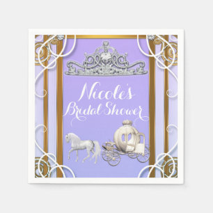 Purple Gold Princess Crown Carriage Sweet 16 Party Napkins