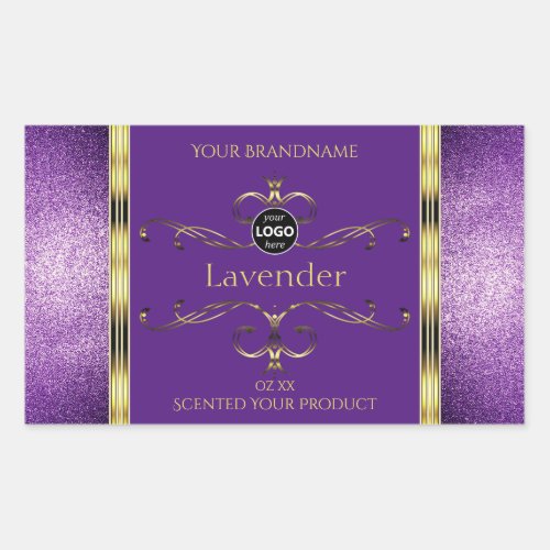 Purple Gold Product Labels Glitter Border Add Logo