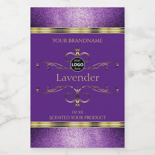 Purple Gold Product Labels Glitter Border Add Logo