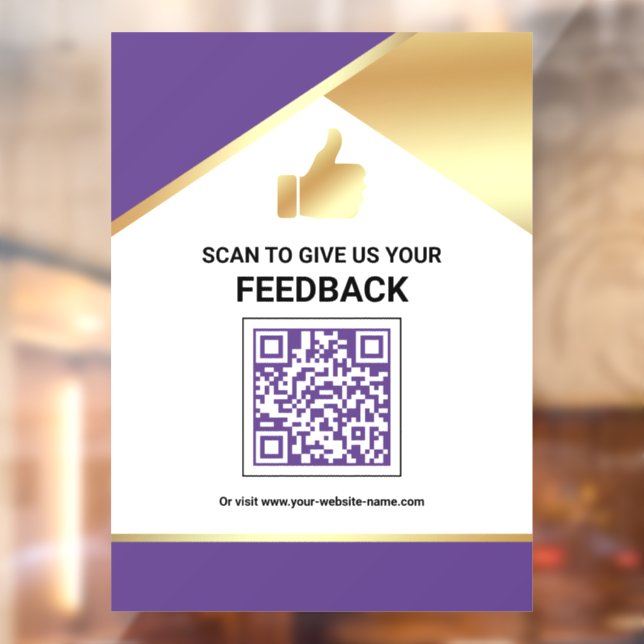 Purple Gold QR Code Customer Feedback Review Window Cling (Sheet 2)
