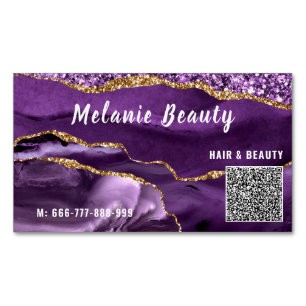 Purple Gold QR Code Magnetic Business Card Example