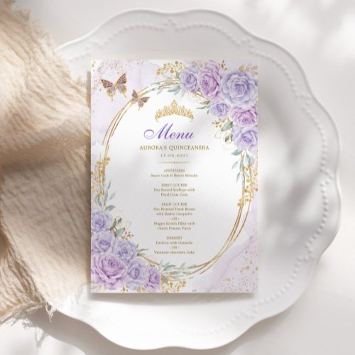 Purple Gold Quinceanera Mis Quince 15 Anos Menu