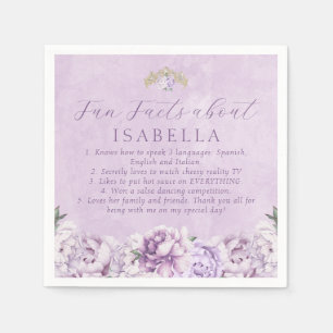 Purple Gold Quinceañera Party Fun Facts Napkins