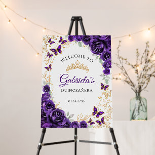 Purple Gold Quinceanera Welcome Foam Board