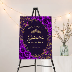 Purple Gold Quinceanera Welcome Foam Board