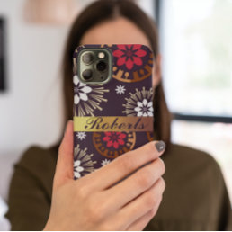 Purple Gold Red Retro Pattern Add Name iPhone case