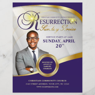 Purple & Gold Resurrection Sunday Service Church Flyer