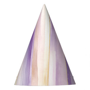 Purple Gold Rose Stripes Birthday Party Hat