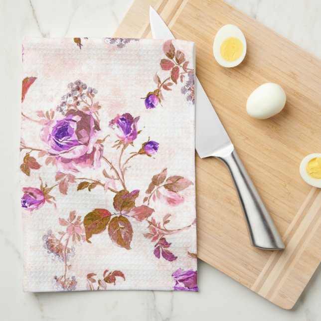 Purple Gold Roses Towel (Quarter Fold)