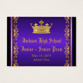 Purple Gold Royal Affair Prom Admission Tickets (Back)