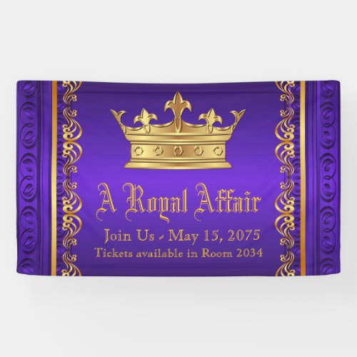Purple Gold Royal Crown Banner