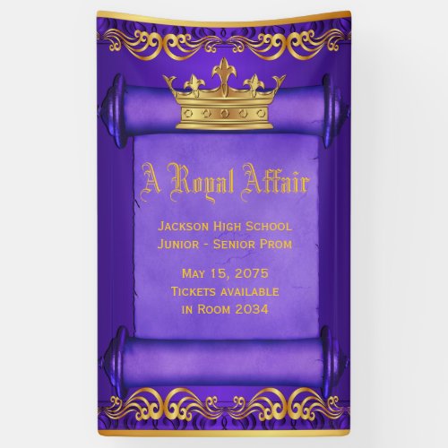 Purple Gold Royal Crown Banner