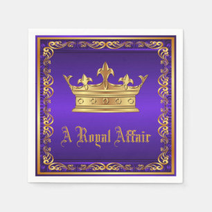 Purple Gold Royal Crown Royal Party Event Napkins