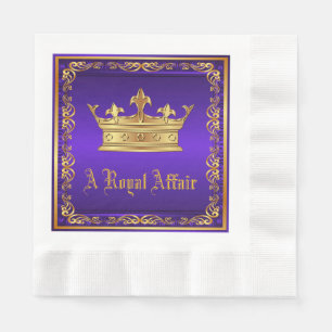 Purple Gold Royal Crown Royal Party Event Napkins