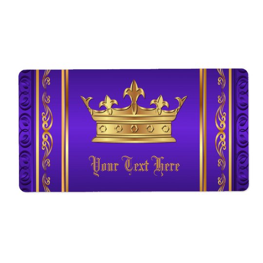Purple Gold Royal Crown Water Bottle Labels | Zazzle.com