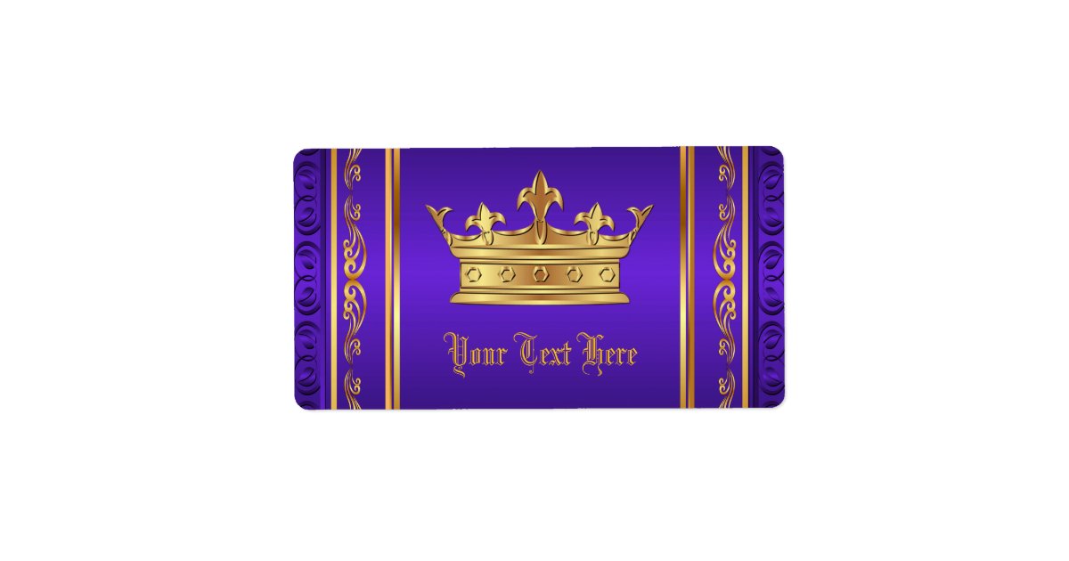 Purple Gold Royal Crown Water Bottle Labels Zazzle Com
