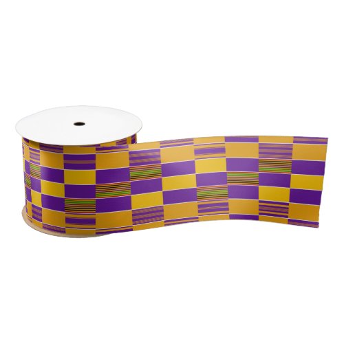 Purple Gold Royal K88 African Kente 3 inch Ribbon