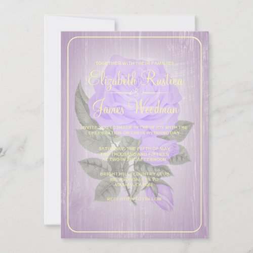 Purple &amp; Gold Rustic Floral Wedding Invitations
