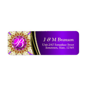 Purple Gold Satin Monogram Address Label