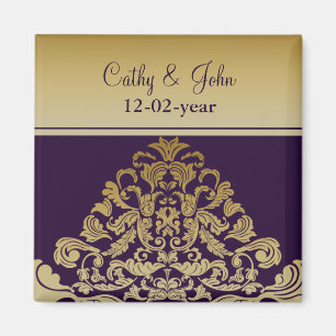 purple gold Save the date magnet