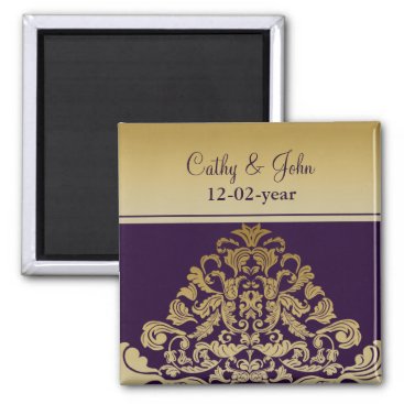 purple gold Save the date magnet