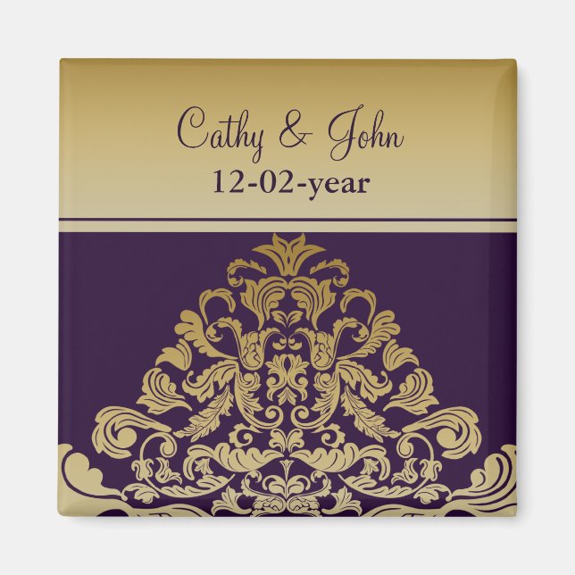purple gold Save the date magnet (Front)