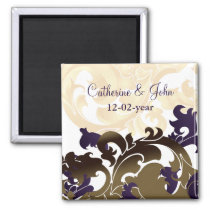 purple gold Save the date magnet