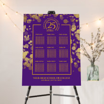 Purple & Gold School Class Reunion Seating Chart