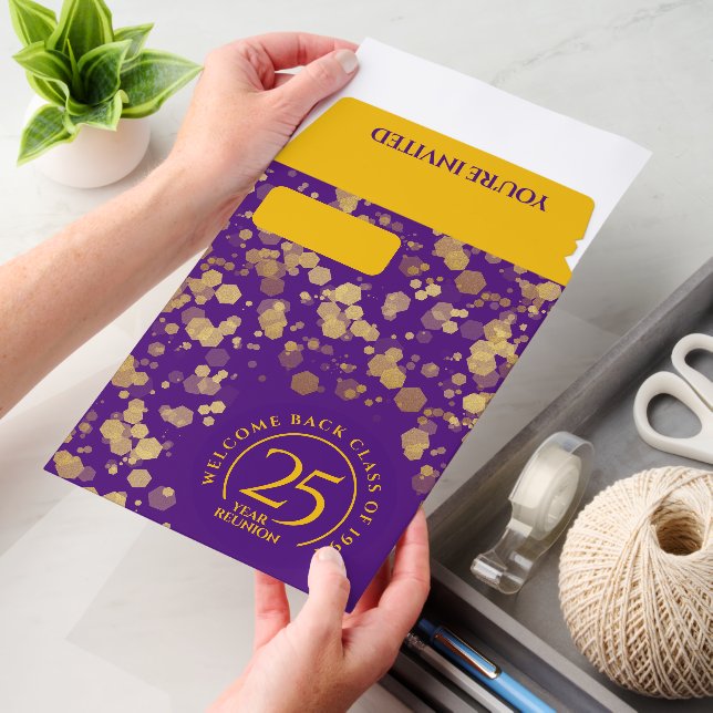 Purple & Gold School College Class Reunion Envelope Mailers (Desk)