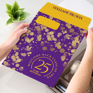Purple & Gold School College Class Reunion Envelope Mailers