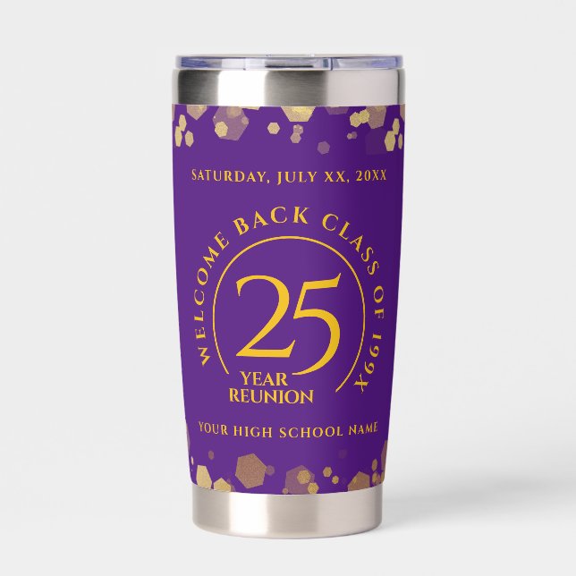 Purple & Gold School College Class Reunion Insulated Tumbler (Front)