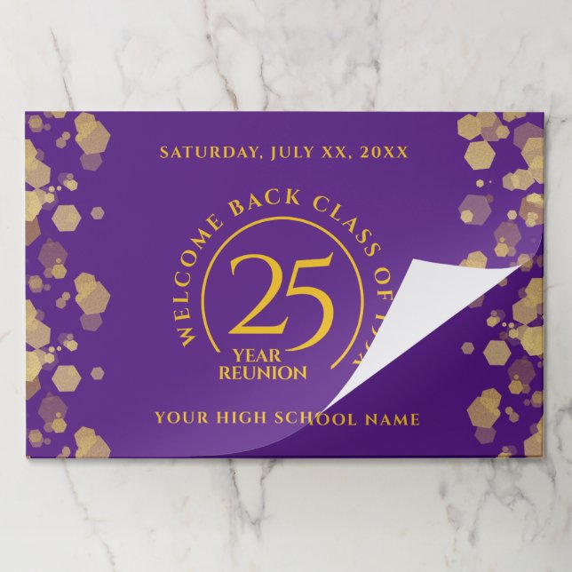 Purple & Gold School College Class Reunion Paper Pad (Folded)