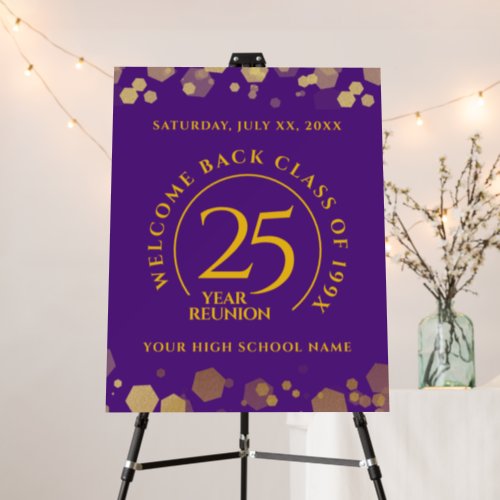 Purple  Gold School College Class Reunion Welcome Foam Board