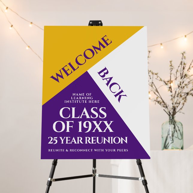 Purple & Gold School College Class Reunion Welcome Foam Board (In Situ (Stand))