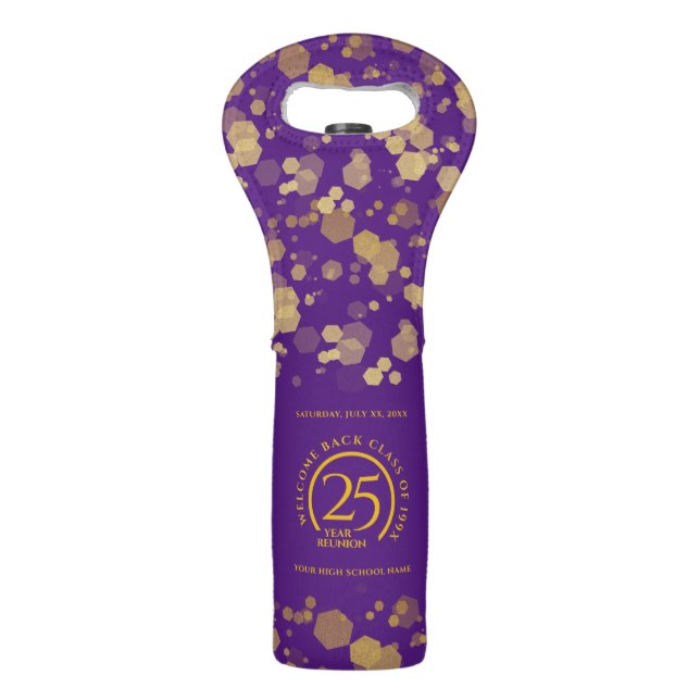 Purple & Gold School College Class Reunion Wine Bag (Back)