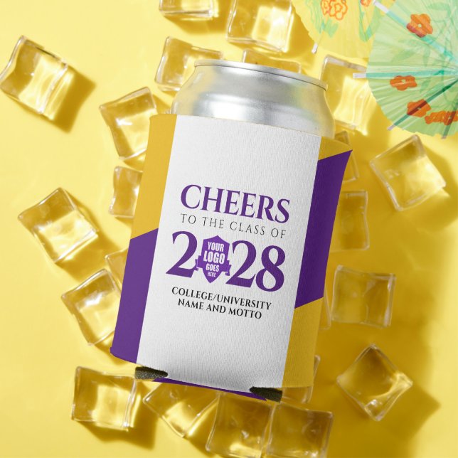 Purple Gold School College University Graduation Can Cooler (In Situ Summer)