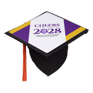 Purple Gold School College University Graduation Cap Topper