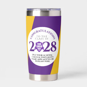 Purple Gold School College University Graduation Insulated Tumbler
